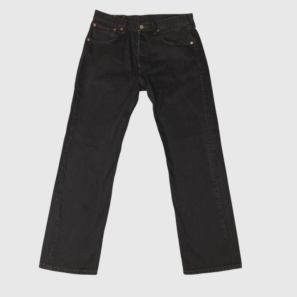 Levis 501 Jeans Black Mens 33x30 Straight Leg Button Fly Mens Denim (Fits 33x29)